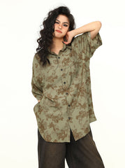 Oversize-Hemd mit Blumenmuster und Knopfleiste