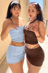 Einwort-Tube-Top-Slim-Short-Rock-Anzug