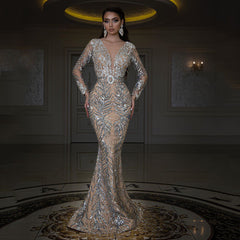 Temperament Pailletten-Trägerloses Abendkleid 