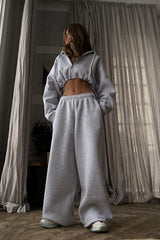 Zweiteiliger Streetwear-Sweater-Anzug mit lockerem Strickmuster