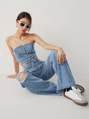Hochtaillierte, schmal geschnittene Jeans 
