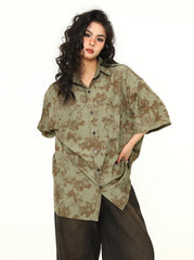 Oversize-Hemd mit Blumenmuster und Knopfleiste