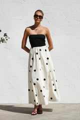 Wickelkleid mit Patchwork-Muster und Polka-Dots