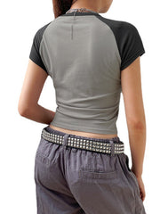 Retro-T-Shirt mit abstraktem Print 
