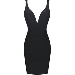 Trägerloses, ärmelloses, schlichtes Mini-Bandagenkleid PF091906