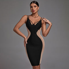 Trägerloses, ärmelloses Midi-Bandagenkleid aus Mesh