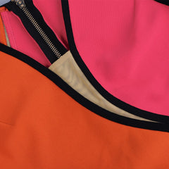 Ärmelloses Mini-Bandagenkleid mit V-Ausschnitt aus Mesh, PF21102