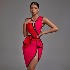 Ärmelloses Midi-Bandagenkleid mit V-Ausschnitt aus Mesh