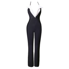 Neckholder-Jumpsuit, ärmellos, rückenfrei, mit Bandagen-Details