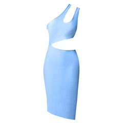 Ärmelloses, asymmetrisches Midi-Bandagenkleid mit One-Shoulder-Design PZC1662