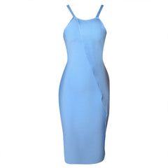 Trägerloses, ärmelloses Midi-Bandagenkleid mit Rüschen PZL2766