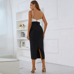 Trägerloses, ärmelloses Midi-Bandagenkleid mit Cut-Outs PZL3010