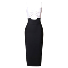 Trägerloses, ärmelloses Midi-Bandagenkleid mit Cut-Outs PZL3010