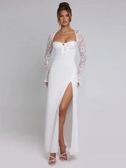Schnürkleid mit hohem Schlitz, figurbetont, für den Herbst