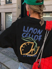 Zitronen-Grafik-T-Shirt aus lockerer Baumwolle