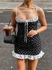 Partykleid mit Polka-Dots, Spitze und Schleifenträgern