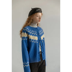 Patchwork-Strickjacke im Vintage-Stil