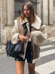 Ärmelloser Wildleder-Shearling-Fleecemantel