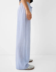 Gestreifte rosa-blaue gerade Hose