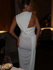Drapiertes, gerafftes, ärmelloses Bodycon-Kleid mit Schlitz