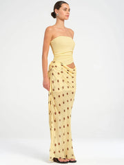 Maxikleid mit Polka-Dot-Patchwork