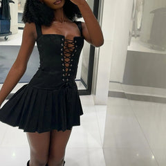 Y2K Vintage Sexy Ärmelloses Bodycon-Kleid