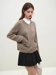 Handgefertigte Strickjacke mit Schleife und langen Ärmeln