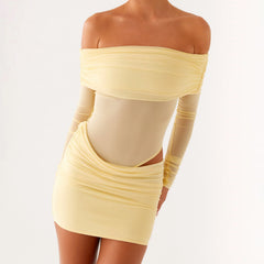 Langarm-Bodycon-Kleid mit Cut-out-Mesh