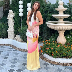 Neckholder-Maxikleid mit offenem Rücken und Blumenmuster