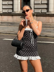 Partykleid mit Polka-Dots, Spitze und Schleifenträgern