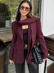 Einfarbiger Wollblazer mit Schalmantel