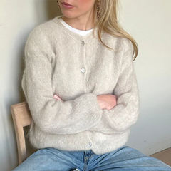 Puffiger, offener Strickcardigan mit Knopfleiste