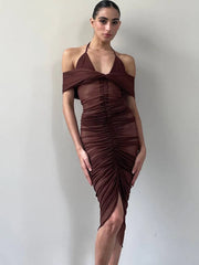 Minikleid aus transparentem Mesh mit Neckholder, knielang