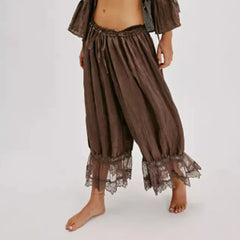 Laternenhose mit Spitzenbesatz