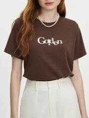 Lässiges T-Shirt mit Buchstabenprint auf der Schulter
