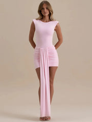 Rosa Patchwork-Tank-Bodycon-Kleid