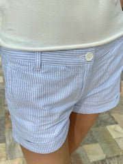 Kurze Shorts mit Fruchtmuster und Strickbund