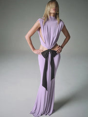 Maxikleid mit Quasten, plissiert und tailliert