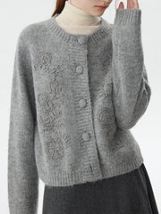 Koreanischer, schwerer Strickcardigan im Herbststil