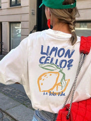 Zitronen-Grafik-T-Shirt aus lockerer Baumwolle