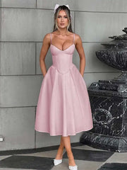 Träger-A-Linien-Party-Midikleid