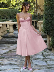 Träger-A-Linien-Party-Midikleid