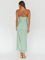 Einseitig schulterfreies, drapiertes Rüschen-Bodycon-Kleid