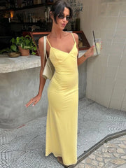 Spaghetti-gelbes ärmelloses Bodycon-Kleid