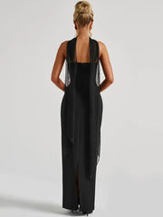 Trägerloses, rückenfreies Maxikleid mit Schal