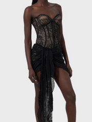 Minikleid mit Schnürkorsett, trägerlos