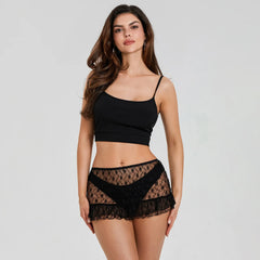 Sexy Minirock aus transparenter Spitze mit Gummizug
