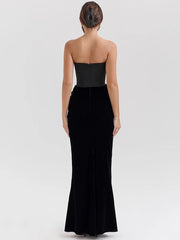 Trägerloses, ärmelloses, langes, figurbetontes Clubkleid