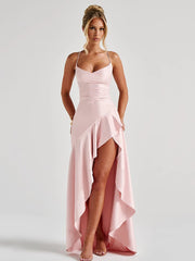 Satin-Spaghettikleid mit Schlitz
