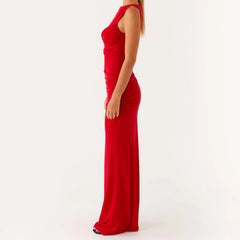 Ärmelloses, einfarbiges Boa Bodycon-Kleid